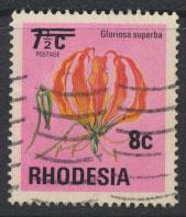 Rhodesia   SG 526  SC# 364   Used  Floweres Opt Surcharge see details 