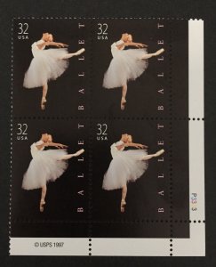 U.S. 1998 #3237 Plate Block, Plate Block, MNH(see note).