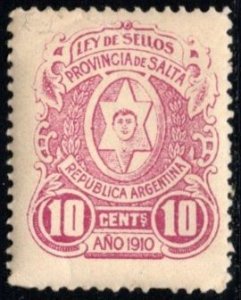 Vintage Argentina Local Revenue 10 Centavos Salta Province General Tax Duty