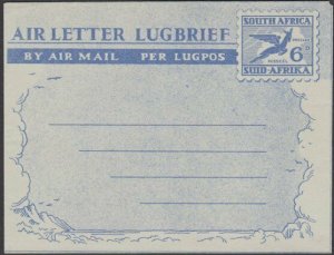 SOUTH AFRICA 6d aerogramme fine unused......................................T441