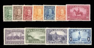 Canada #217-227 Cat$180.30, 1935 1c-$1, complete set, never hinged