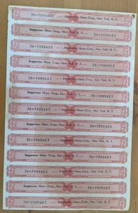 4/5 Quart Sheet of 13 Tax Paid US Internal Revenue Distilled Spirits Stamp Segge