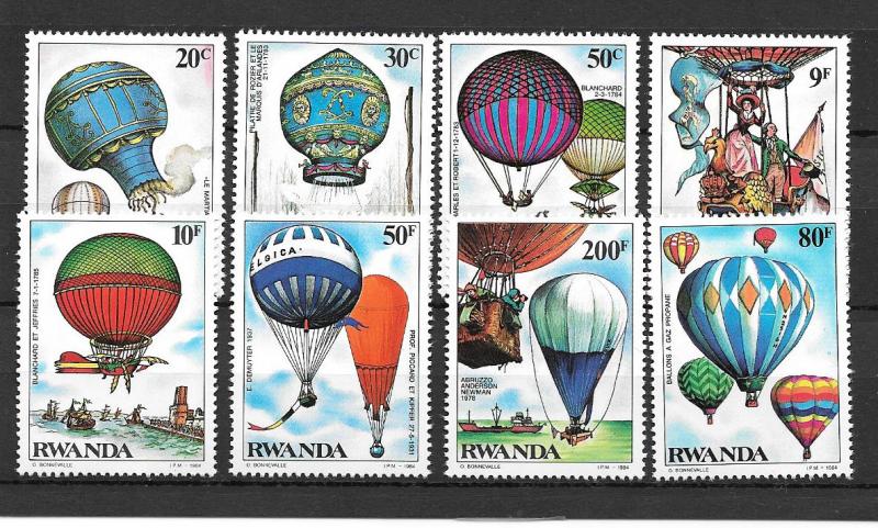 RWANDA MNH SET SC#1183-1190 BALLOONS SCV$13.00