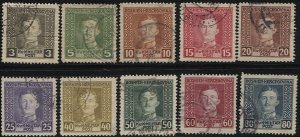 BOSNIA & HERZEGOVINA  Austria 1917 Sc 106//117 Used 10 diff. values, BIN $2.50