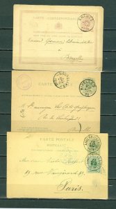 BELGIUM 1876/88/91  LOT of (3) EARLY STATIONERY POSTAL CARDS