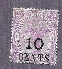 British Honduras #30 10c overprint Queen Victoria  (M)  CV $27.50