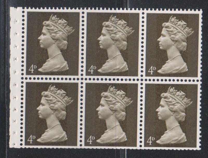 Great Britain,  4d Machin,   (SC# MH6c) MNH Booklet Pane