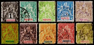 Indo-China Scott 3, 6-7, 10-13, 16-17, 20 (1892-1900) Used P-F, CV $92.15 C