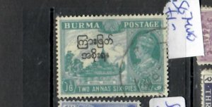 BURMA KGVI   2A  6P     SG 74     VFU      P0511B  H