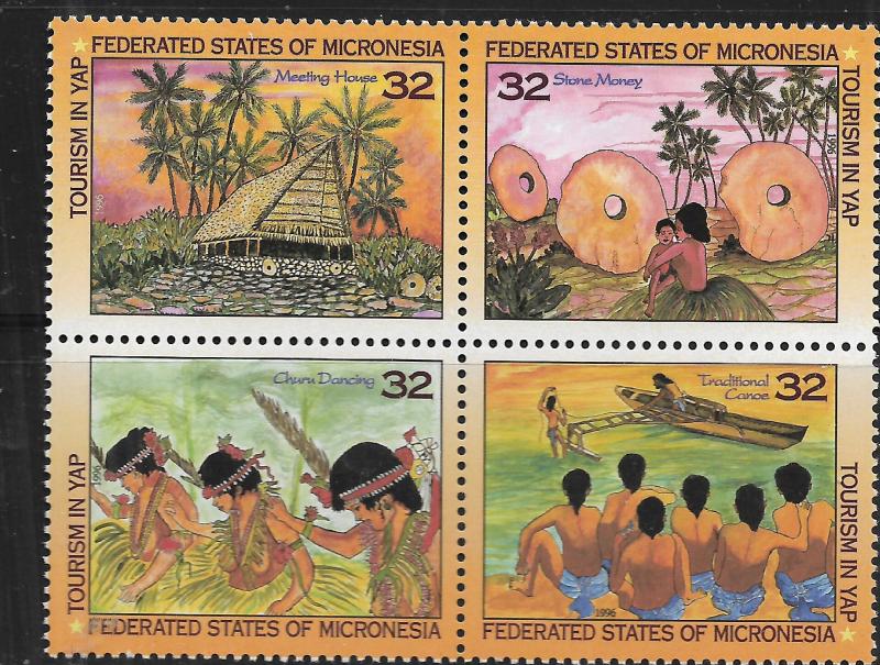 MICRONESIA, 239a-d, MNH, BLOCK OF 4, TOURISM