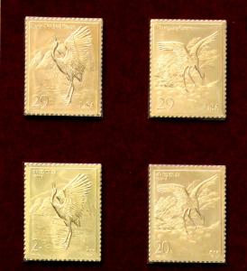 U.S. STAMP # 2887-2888 & PRC Sc# 2528-2529 The 22K Gold Cranes Duel Issue China