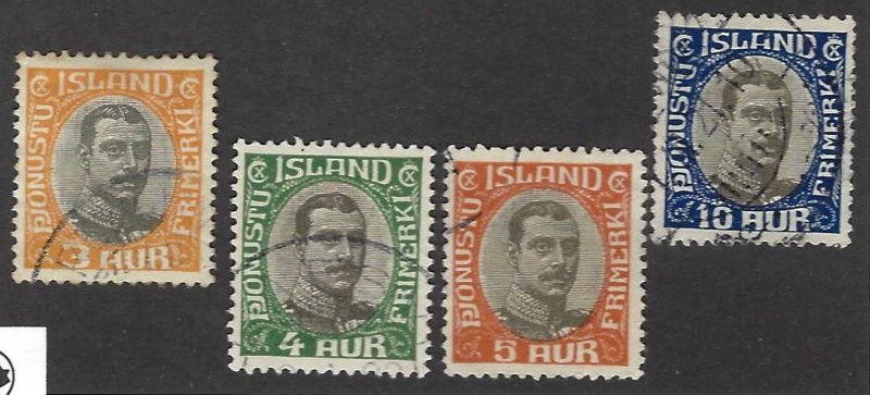 Iceland 1920 SC O40-O43 Used F-VF...Great Spot!