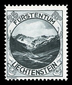 Liechtenstein #98a Cat$350, 1930 25rp black, perf. 11 1/2, never hinged