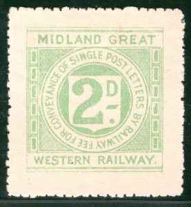 GB Ireland MIDLAND GREAT WESTERN RAILWAY MGWR 2d Letter Stamp Mint MNG S2WHITE50