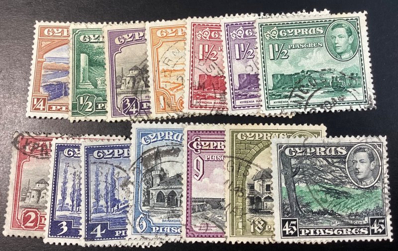 Cyprus #143-53, 65-66 used 1938-44 GeorgeVI & Local Scenes