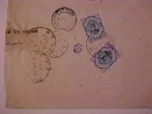 IRAN KAZVIN 1919 CENSORED COVER B/S TEHERAN