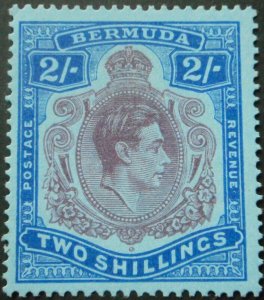 Bermuda 1943 GVI Two Shillings with Break in 3rd Leaf SG 116d mint