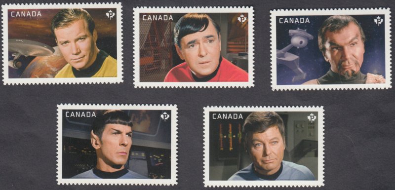 Canada - #2917i-2921i Star Trek Set Of Five Die Cut From Quarterly Pack - MNH