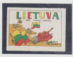 Lithuania Lietuva  Per tamsia Naktele Freedom from Russia Poster Stamp MNGH