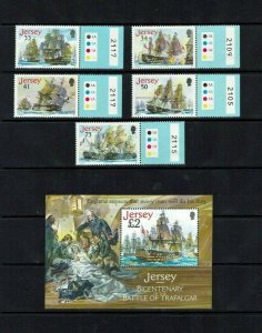 Jersey: 2005 Bicentenary of the Battle of Trafalgar, MNH set + M/S