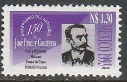 MEXICO 1837, JOSE PEON CONTRERAS, POET, 150th ANNIV OF HIS BIRTH. MINT, NH. VF.