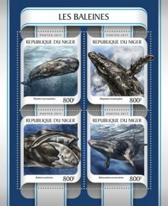 Niger - 2017 Whales on Stamps - 4 Stamp Sheet - NIG17212a