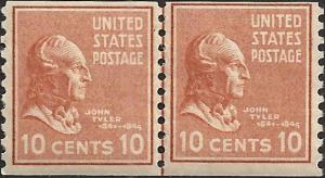 # 847 MINT HINGED Line Pair JOHN TYLER Cat $42.50