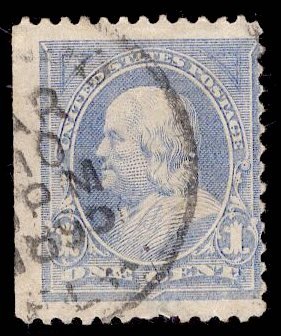 US Stamp #246 1c Ultramarine Franklin USED SCV $7.00