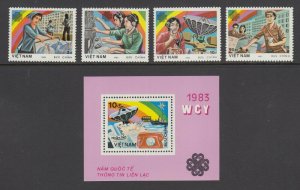 Viet Nam Democratic Republic Sc 1331-1335 MNH. 1983 World Communications Year VF 