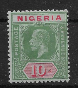 NIGERIA SG11b 1917 10/= GREEN & RED ON BLUE-GREEN PALE OLIVE BACK MTD MINT