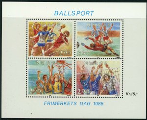 NORWAY #934 Ball Sports Souvenir Sheet Postage Stamp  EUROPE 1988 Mint NH