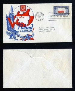 # 909 First Day Cover with Cachet Craft cachet Washington, DC 6-22-1943