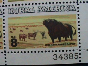 ​UNITED STATES-1973 SC#1504 RURAL AMERICA-ARGUS & LONGHORN CATTLE -MNH SHEET