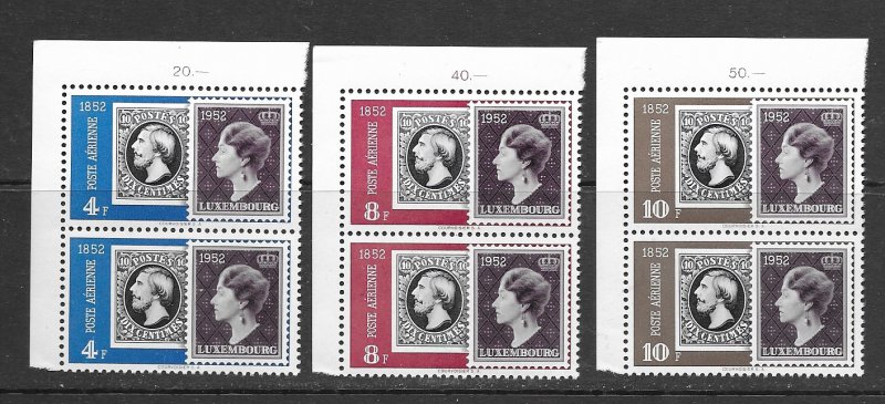 Luxembourg C18-20 MNH cpl set in pairs, f-vf, see desc. 2018 CV $200.00