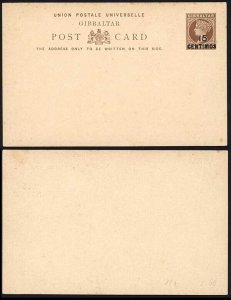 Gibraltar HG11 15c on 1 1/2d Brown Buff Postcard Slant top to 5