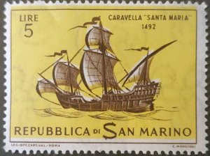 DH)1963, SAN MARINO, VINTAGE SHIPS, NAO SANTA MARÍA 1492, MNH