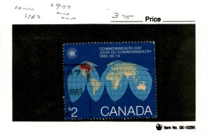 Canada, Postage Stamp, #977 Used, 1983 Map Globe (AH)