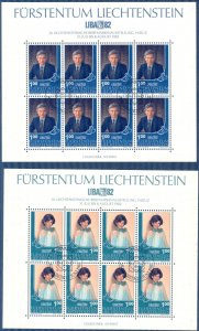 Liechtenstein 1982 Royal Family Exhibition LIBA'82 Mi. 797/8 Sheets Used