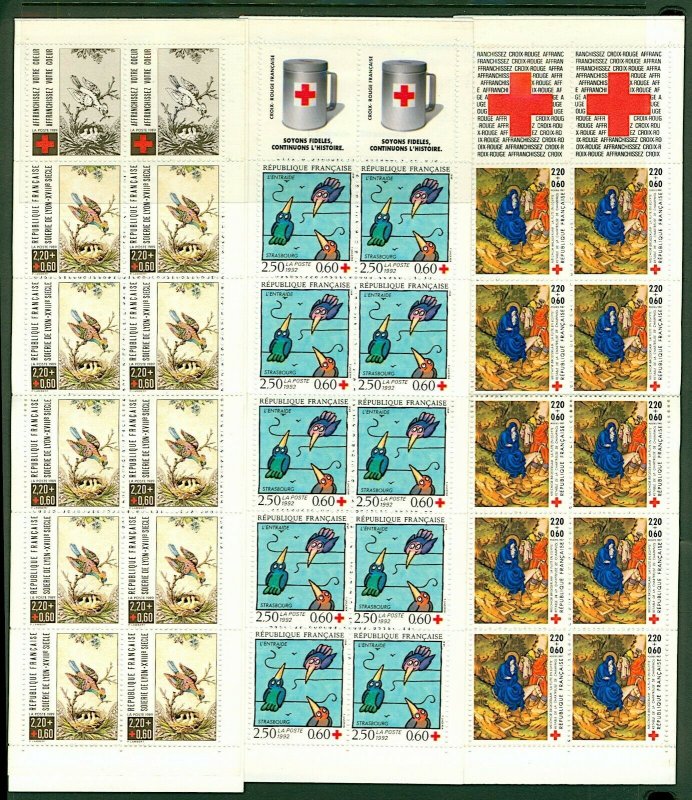 France 1985/1995 range of Red Cross Fund booklets (7) Mint Stamps