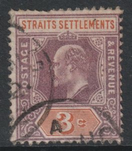 Malaya Straits Setts Scott 94 - SG111, 1902 Edward VII 3c used