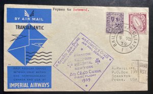 1939 Dublin Ireland First Transatlantic Flight Airmail Cover To Scranton PA USA