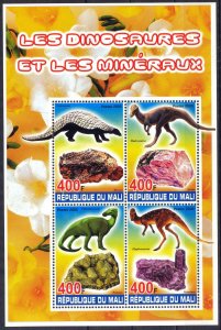 Mali 2005 Dinosaurs and Minerals Sheet MNH