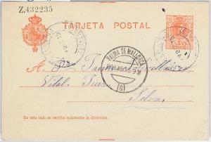 55954 - SPAIN - POSTAL STATIONERY CARD from SANTA EUGENIA matasello VIOLETA 1915