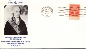 US SPECIAL EVENT CACHETED COVER GEORGE WASHINGTON THE MASON 1752 - 1952 TYPE B