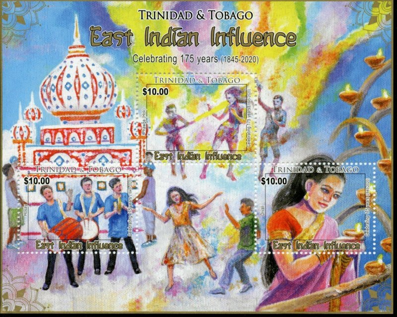 Trinidad & Tobago Cultures Stamps 2020 MNH East Indian Influence 175 Yrs 3v M/S