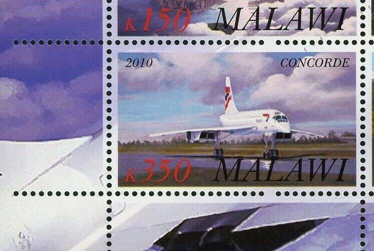 Congo Concorde Cloud Airplane Transportation Souvenir Sheet of 4 Stamps Mint NH