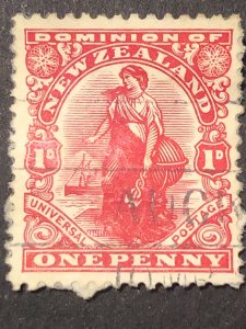 New Zealand one penny red, stamp mix good perf. Nice colour used stamp hs:1