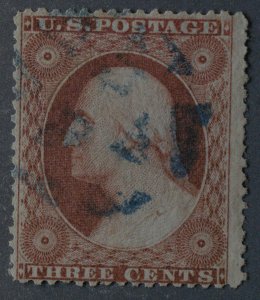 United States #26 Used VG Light Blue Cancel Clean Paper Bright