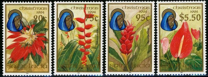 HERRICKSTAMP ST. LUCIA Sc.# 1010-13 Christmas 1994 Flowers