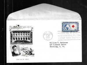 US SCOTT#1016 1952 3c RED CROSS ARTMASTER FDC